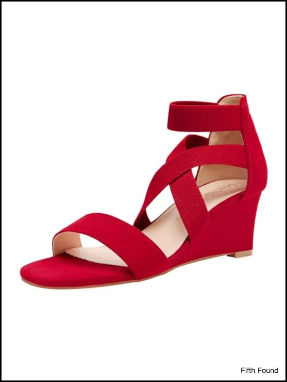 Faux Suede Ankle Strap Low Wedge Sandals with Cushioned Insole